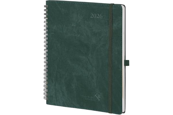 POPRUN Agenda 2026 Semainier A5 21,4 x 17,6 cm Version Française - Intervalles de 30 minutes, D'Jan 2026 à Déc 2026 12 Mois, Couverture Souple Spirale, Papier 100g/m², Bleu vert