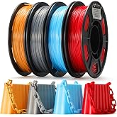 SainSmart Silk TPU Filament Bundle, 95A TPU Flexible Filament for 3D Printer, 1.8mm, Shiny Silk Surface, 4 Pack x 250g, Gold,