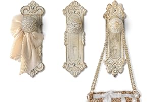COMFIFY Set di 3 Ganci da Parete in Ghisa Stile Shabby Chic - Colore Bianco Rustico - Viti e Tasselli Inclusi - Ganci Antichi per Appendere i Vestiti