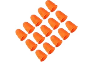 PATIKIL Ditale in Silicone per Dita, 15Pz Protezione per Dita in Silicone Proteggi Dita Mano Coperture Pad Guardia per Ufficio Conteggio Cucito, Arancione Taglia S
