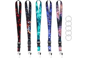 LBING Schlüsselband Lanyard Umhängeband 5 PCS Schlüsselbänder mit Schlüsselbund für Kartenhuellen Kinder Eltern Ausweise Handy Schlüssel Autoschlüssel Kamera Gurt Mehrfarbig