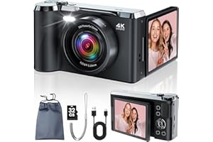 Macchina Fotografica Digitale 56MP, JDZ 4K Fotocamera Digitale 1080P, Fotocamera Compatta 16X, Scheda da 32GB, Digital Camera per Principianti e Adolescenti-Adatto Come Regalo di Natale-Nero
