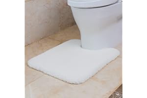 VANZAVANZU Non Slip Toilet Mat Thickened Pedestal Mat for Toilet Absorbent Ultra Soft Bathroom Toilet Rug Fluffy Microfiber Bath Mat, Quick-drying, Machine Washable - 50 x 60cm U Shape (White)