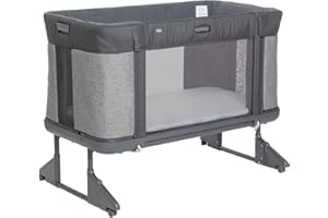 Chicco Next2Me Forever, Łóżeczko dziecięce boczne 3 w 1, łóżeczko staje się łóżeczkiem Montessori, do 4 lat (22 kg), regulowana wysokość, dobra cyrkulacja powietrza, 4 koła, materac w zestawie