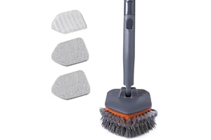 ‎CLEANHOME CLEANHOME Schrubber mit Stiel, Upgrade 3-1 Fugenbürste mit Stiel, Teleskopstange mit Bürste-142CM.Geeignet für die Fliesenlücken im Badezimmer, die Badewanne Spiegel, und die Ecke.
