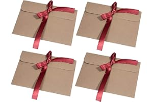 MOOKLIN ROAM MOOKLIN Lot de 30 enveloppes en papier kraft rétro vintage de qualité supérieure recyclées pour cartes de vœux, cartes d'invitation (ruban rouge)
