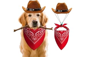 LaVenty Pet Cowboy Hat Dog Western Cowboy Costume Bandana Scarf for Pet Theme Birthday Party Clothing Accessories Dog Gift