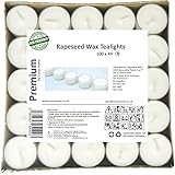 Premium theelichtkaarsen Koolzaadwas 4 uur lange brandtijd Pak met 100 theelichtkaarsen van transparante witte was Ongeparfum