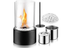 Yamvisa Tabletop Fireplace Portable Bio Ethanol Table Top Fire for Outdoor and Indoor, 60 Min Burn Time, Ideal for Home Kitchen Living Room Garden Balcony