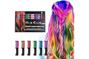 CROWNLITE Hair Chalk Comb, 6 Colors Temporary Hair Dye Marker Gifts for Adults Girls Kids for Halloween Christmas Birthday Party, Cosplay, Non-Toxic Washable Hair Dye Birthday Party Gifts for Girls Boys