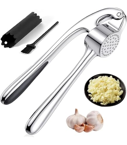 GlasFlength Schiaccia Aglio Acciaio Inox, Spremiaglio Trita Aglio
