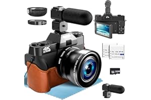 HOJOCOJO 4K Cámara Digital, 56MP Cámara de Fotos con 180 ° Flip 3.5 "de Pantalla, 18X Zoom Digital Cámara compacta con Lente Gran Angular y Lente Macro, 32GB Tarjeta TF, WiFi Funcionalidad, Negro