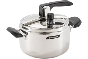 Barazzoni Pentola a Pressione Modello Rapida, ø22cm, capacità 5lt. Made in Italy, Acciaio Inossidabile, Argento, 5,0 Lt