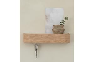 Kazai. Colgador Llaves Pared 'Toke' | Diseño Minimalista de Llavero de Berlín | Porta con Estante de Madera con Ganchos | Cuelga para Entrada y Pasillo | Roble, blanco
