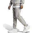 adidas Men's Essentials French Terry Tapered Cuff 3-Stripes Pants, Medium Grey Heather / White, M