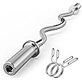 Olympic EZ Curl Bar, 47" Barbell Bar for Weight Lifting, Biceps, triceps, Back/Leg Muscle Group exercise,Chrome Curling Bar for 2 Inch Weight Plates,with 2 Spring Collars