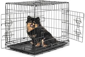 lionto Tiertransportbox für Hunde und Katzen, vielseitiger Transportkäfig mit hygienischer Kunststoffwanne, 61x44x51 cm, Hundebox aus Metall mit stabilen Sicherheitsverschlüssen & Trennwand, schwarz