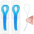 100 PCS Floss Threaders, Deep Clean Dental Floss Threader for Braces, Bridges and Implants Multifunctional Floss Aids, Nylon Loop Design (Pack of 2, Blue)