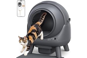 Litiere Chat Autonettoyante FEELNEEDY, Bac à Litière Automatique, Anti-Fuites/Anti-Pincement/Triple Anti-Odeur/Secure/Contrôle APP/Nettoyage Facile, Capacité Maximale de 65L