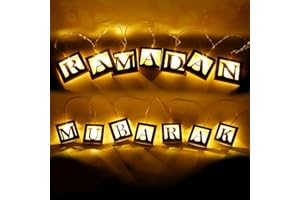 Halcyerdu Led Lichterkette Ramadan, Ramadan Dekoration Hölzerne, LED Muslimisches Nachtlicht, Eid Mubarak Heimdekoration, Led Muslim Ramadan Lichterkette für Ramadan Dekoration (A)