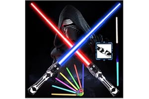 DONGTATA 2 Pack Lightsaber Kids LED Light Up Light Sabers Galaxy War 7 Colors Light Sword Lightsabers Toys for Boys Kids Gift Party Favors Dress Up Party Favor