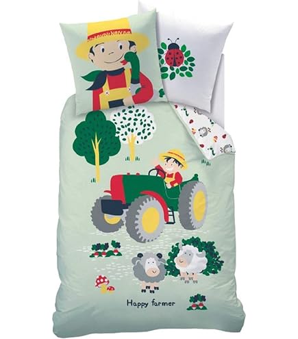Kids Club Housse De Couette Réversible Coton Nuages & Arcs-en-Ciel - Lit Simple