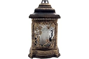 BURI Farol para tumba con luz de aceite, 26 cm, decoración para tumba, vela de cementerio, color: dorado