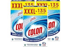 Colon Polvo Activo - Detergente para lavadora, adecuado para ropa blanca y de color, formato polvo - 135 dosis, 7.037 kg Paquete de 3, 390 Dosis