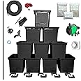 Hydroponic Dutch Bucket System - Complete Kit with 10 Buckets + Accessories (Black)