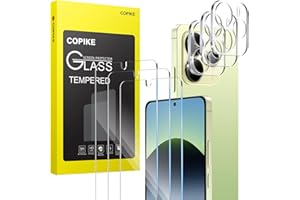 COPIKE Lot de 6 Protections d'écran, 3 x Verre Trempé pour Xiaomi Redmi Note 14 4G et 3 x Protection Caméra Arrière, Dureté 9H Résistant aux Rayures, 0.33 HD Transparent sans Bulles d'air