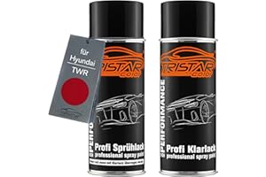 TRISTARcolor Pintura del coche Set de botes de spray para Hyundai TWR Cool Red Pintura base pintura transparente aerosol 400 ml