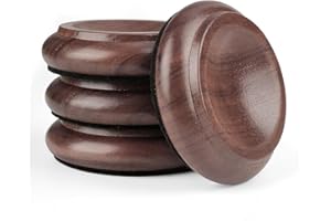 KINGPOINT Support pour roulettes de piano, patins de meubles, roulettes de piano droites, dessous en bois, protection de sol pour meubles, protection de sol (noyer)
