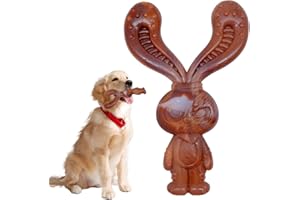 Mritrit Zabawki dla psów, o smaku wołowiny, niezniszczalna zabawka do żucia dla agresywnych gryzaków, ultra wytrzymała, niezniszczalna nylonowa kość w kształcie królika, długotrwałe czyszczenie zębów