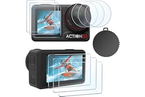 FITSTILL FitStil folia ochronna na wyświetlacz [9 szt.] do DJI OSMO Action 5 Pro, ultra przezroczysta ochrona wyświetlacza ze szkła hartowanego (przód i tył) + ochrona obiektywu + osłona obiektywu