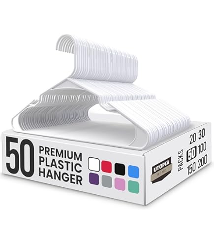 Made in USA Heavy Duty Plastic Clothes Hangers Bulk, 20 30 50 100 Pack Available, Strong Plastic Hangers, Coat Coat Hangers, Thick Plastic Hanger for Closet and Clothes Hangars (18 Pieces White
