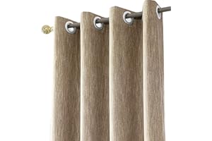 Melodieux 1 panel z mieszanki bawełny, zasłona zaciemniająca na przelotkach, izolacja termiczna, zasłony okienne do salonu, pokoju dziecięcego, sypialni (kawowa, 168 x 183 cm)