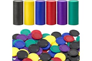 GSrenyu 300 Pcs Poker Chips,6 Colors Plastic Tokens,Counting Chips for Children,Blank Chips Card for Kids Reward,Stackable Game Chips for Bingo Games Learning Mathematical Calculations