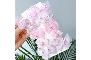 Ypkia Lot de 10 barrettes à cheveux en forme de fleur pour fille avec nœud - Multicolore - Jolies barrettes pour cheveux (rose)