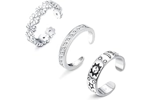 ORAZIO 3Pcs 925 Sterling Silber Zehenringe für Frauen Einstellbare Offene Manschette Zehenringe Set Cubic Zirkonia Zehenringe Platin Beschichtung Weiß Gold Sommer Strand Fuß Schmuck