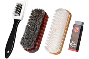 LUBOXIN 4 PCS Suede Brush for Shoes, Nubuck Brush Horsehair Shoe Brush Hard-Wearing Crepe Brushes Multifunctional Nubuck Suede Cleaner Kit with Eraser for Boot Leather Cleaning
