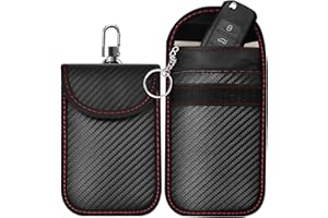 BOODPET Faraday Pouch for Car Keys – 2-Pack RFID Signal Blocking Bag | Anti-Theft Keyless Entry Case for Key Fobs | Carbon Fibre Style with Hook & Ring – Ideal for Spare Keys & Daily Use