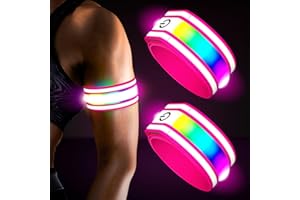 Ylzzrs Led Armband Aufladbar,2 Stück Reflective LED Leuchtarmband, Leucht Armbänder Lichtband Kinder Leuchtbänder Reflektorband Unisex Nacht Sicherheits Licht für Joggen Laufen Running