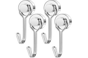 FINDMAG Magnetic Hooks, 4 Pack 30 lb+ Swivel Swing Neodymium Magnet Hooks for Fridge, Magnet with Hook, Strong Magnetic Hook for Hanging, Ceiling, Workplace, Garage, Kitchen, Camping Van