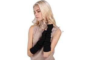 Facecozy Lange Fingerlose Handschuhe Damen Winter, Stricken Wolle Mischung Armstulpen Damen Winter Daumenloch Armwärmer