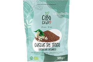 CIBO CRUDO CRUDO BIOLOGICO VEGAN Cous Cous Trigo Sarraceno Ecológico - 500g. Grano Naturalmente Sin Gluten y Bio. Fuente de Fibras Magnesio y Fósforo. Contiene vitamina B. Bueno como Guarnición para Ensaladas Frías o Sopas.