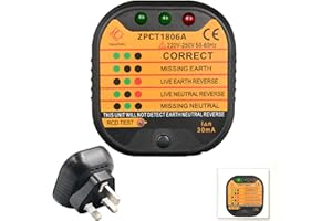 EOPHMI Socket Tester UK,1PCS Plug Socket Tester- 220-250v Circuit Polarity Voltage Detector Electric Socket Mains Outlet Tester UK with LCD Display Suitable for Power Socket Wiring Detection