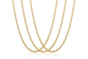 Gamtic 3Pcs Ketten Herren Damen - 4MM Edelstahl Halskette Französisch Kettenbox Briolette Catena Venezianisch Link Halskette Rope Chain Necklace, Silber/Gold/Schwarz, Länge 51/55/61CM