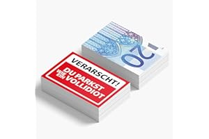 GENERISCH Falschparker karten, Fake Euro Parkstrafe - Witzige Knöllchen Karten für Vollidiot-Parker, 20€ Edition - Lustige Strafzettel Geld,Geldschein Parkticket, Auto gadget, lustige gadgets