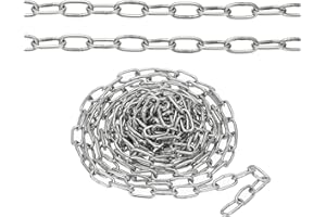PATIKIL 9.8ft SUS304 Stainless Steel Chain, 2mm Metal Chain Link 3 Meter Small Light Duty for Home Outdoor Camping Hanging Pet Plant, Silver