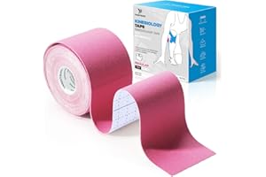 YANGTSUNG Kinesiology Tape, 5 m x 5 cm Waterproof & Hyopallergenic Kinetic Sports Tape for Shoulder, Knee, Ankle Shin Splints Support, Physio & Sports Injury Muscle Tape, Pink